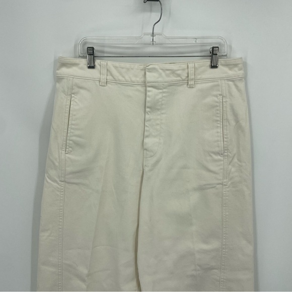 Club Monaco curved seam utility barrel pant cream white Sz 12 - Picture 2 of 10